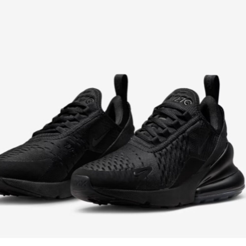 NIKE AIR MAX 270 WOMEN'S TRIPLE BLACK ATHLETIC RUNNING SHOE SIZE 8.5